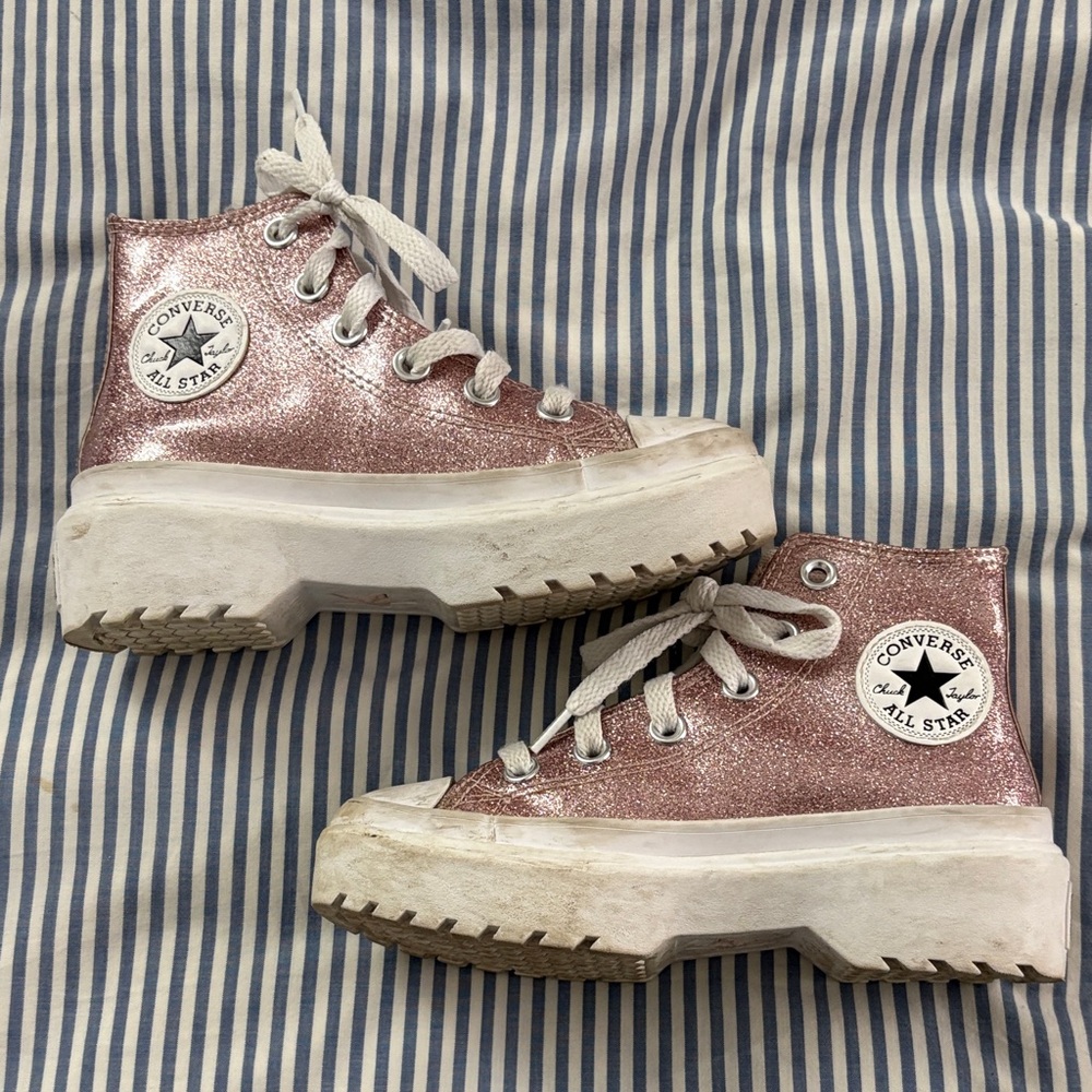Converse Kids Sparkly Pink Platform High-Tops